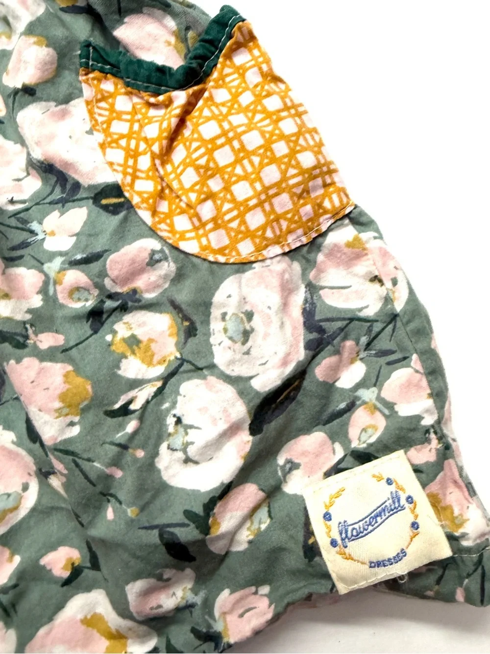 Flowermill Flutter Sleeve Floral Pocket Dress Pink Green Mustard Yellow